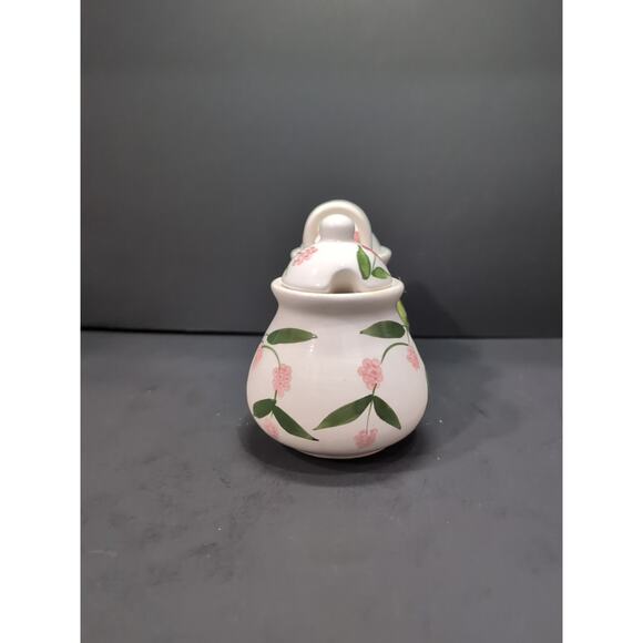 DesignPac Dual Condiment Pot, Jam Jelly Ceramic Holder, Hand Painted Berries - Picture 4 of 8